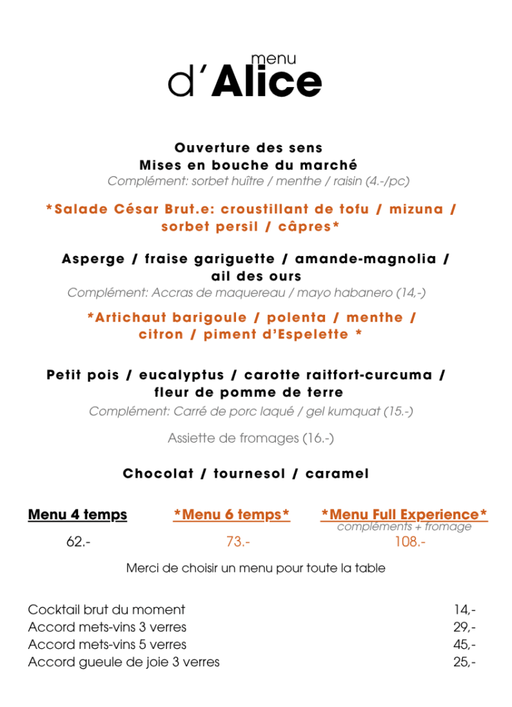 Menu gastronomique bio de saison de notre terroir belge