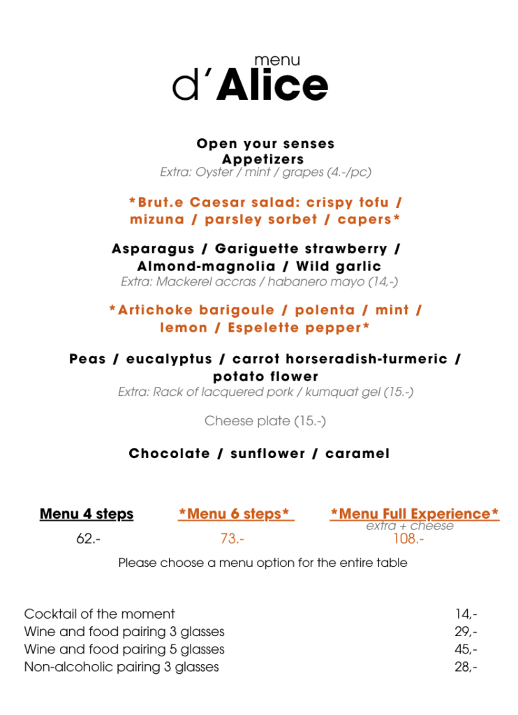 Gastronomic organic menu from our belgian terroir April and May 2026