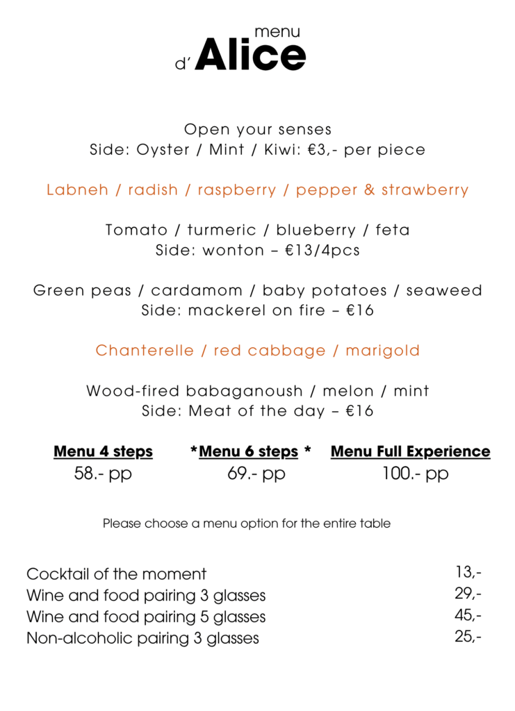 Organic menu of the moment July 2025