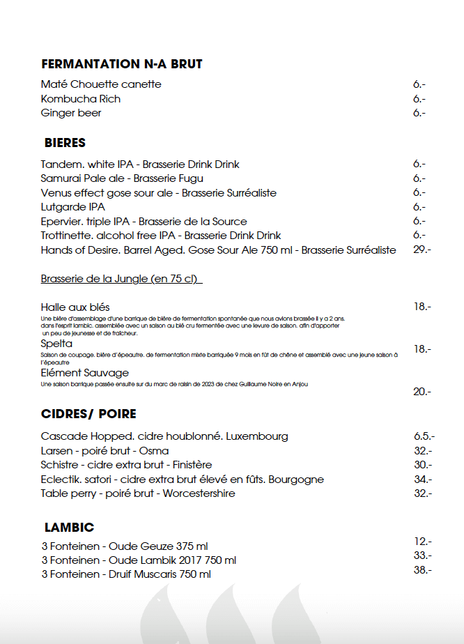 Choix de nos bières, cidres et lambic